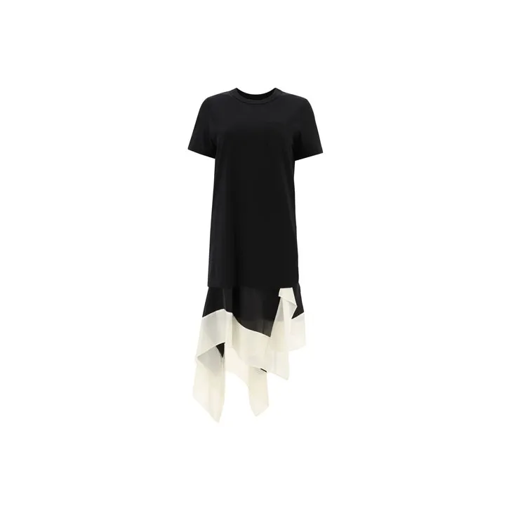 Sacai Short-Sleeved Dresses Women's Black/White-0