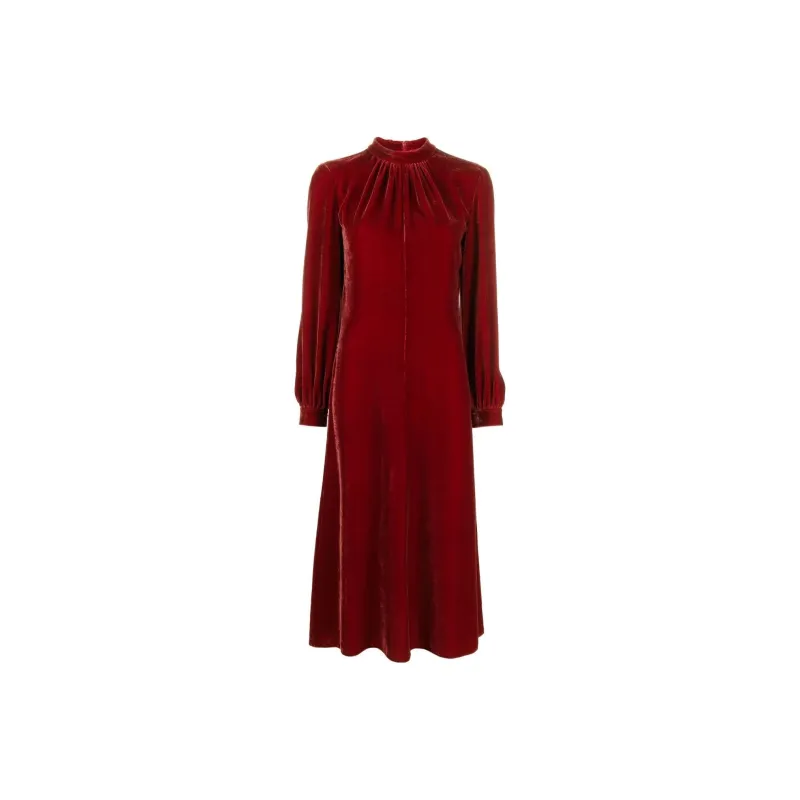 MOSCHINO V-neck Velvet Midi Dress-0