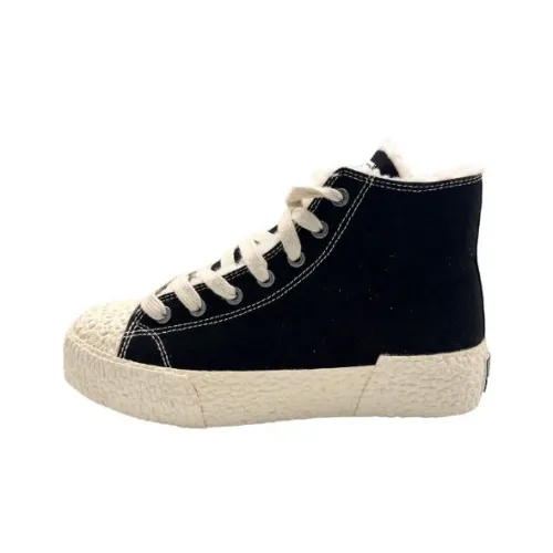 QIANJIN High Top Canvas Shoes Women's Black