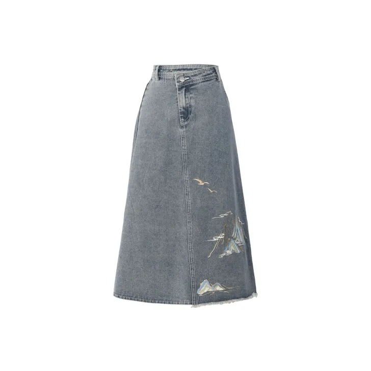 SNBL Denim Long Skirts Women's Blue-0