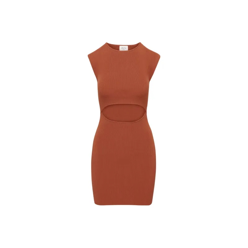 ARITZIA Wilfred Free Cut-Out Knit Mini Dress Short-Sleeved Dresses Women's Copper Red-0