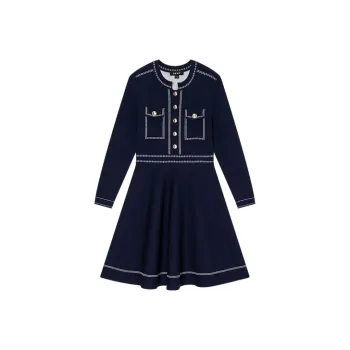 DKNY FW22 A-Line Skirt Dress Navy Blue