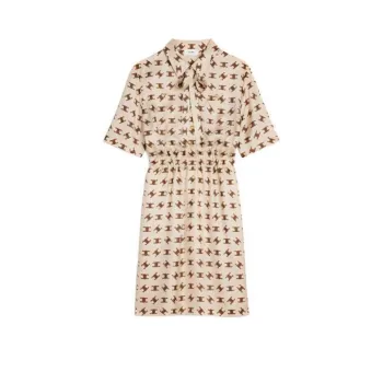 CELINE FW22 Short Sleeved Dress Women's Brown