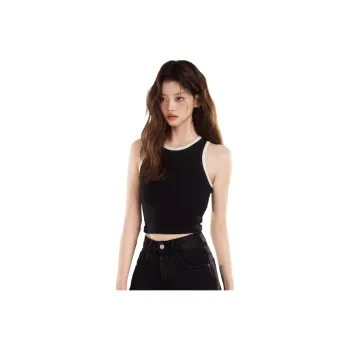 FOREVER 21 Tank Tops Women's Color Block Black