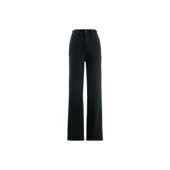 RUGOSAM Straight Thickened And Fleece-Lined Jeans Winter Women's Black