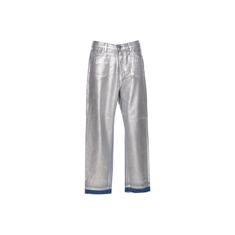 Elisabetta Franchi Laminated Boyfriend Jeans-0