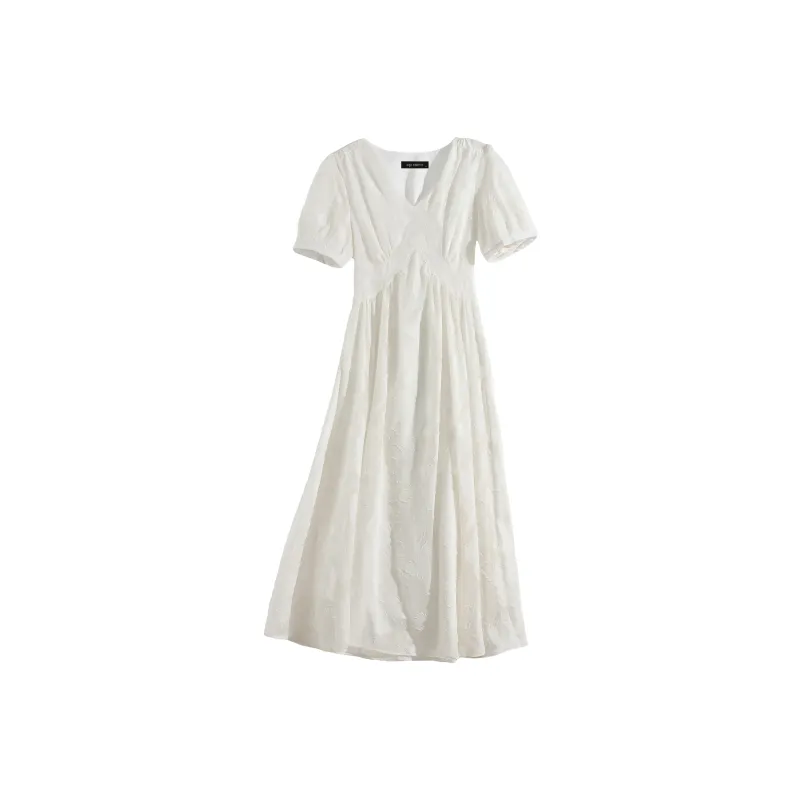 CPAURA Short Sleeved Dresses Women's White-0