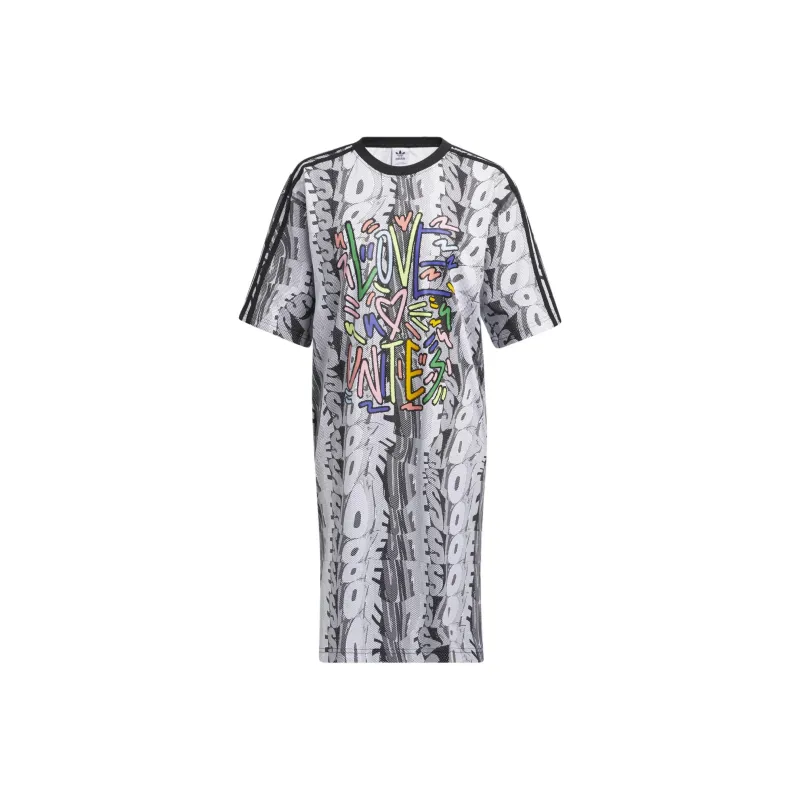 Adidas Originals Short Sleeved Dresses Women's Gray-0