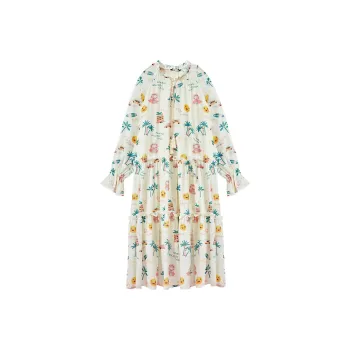 B.Duck Long Sleeved Dresses Women's White All Over Print