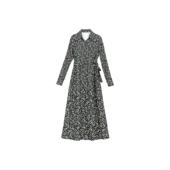 Wbwq Long-Sleeved Dresses Women's Black Background With Yellow Flowers