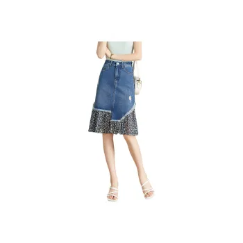 Mo Han Yi Mei Denim Long Skirt Women's Denim Blue
