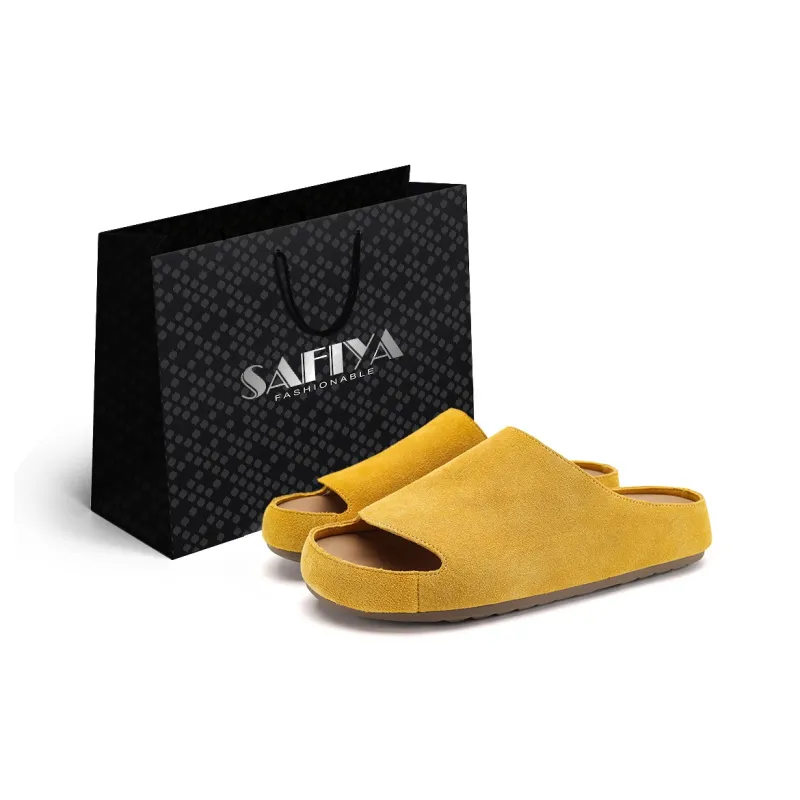 SAFIYA Slide Slippers Women's Mustard Green/Lemon Yellow-6