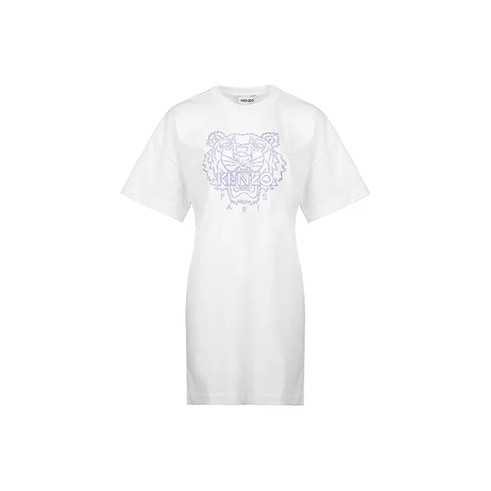 KENZO Short Sleeved Dress Women's White-0