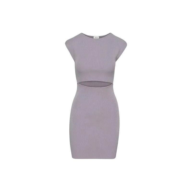 ARITZIA Wilfred Free Cut-Out Knit Mini Dress Short-Sleeved Dresses Women's Purple Slate-0