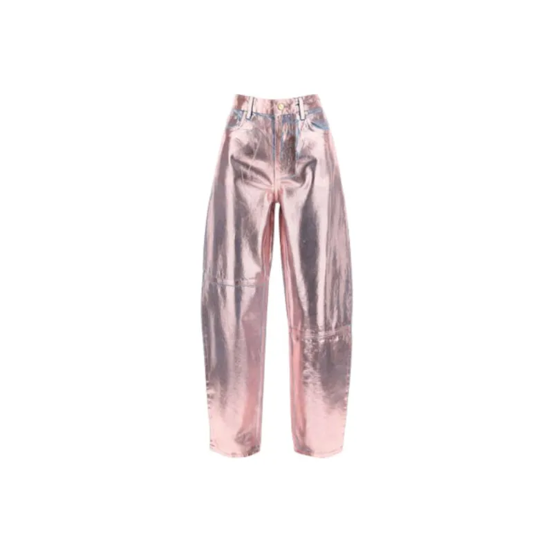 GANNI Foil Stary High-rise Tapered-leg Jeans-0
