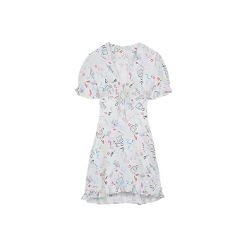 Maje Short-Sleeved Dresses Women's White Print