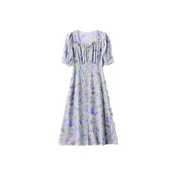 Mapping Short-Sleeved Dresses Women's Purple