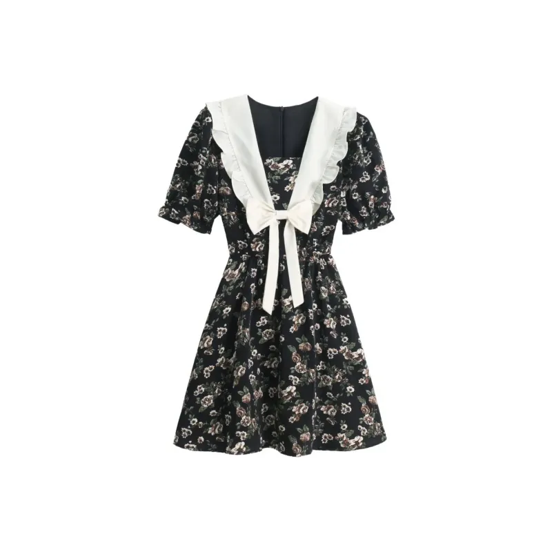 Zukizuki Short Sleeved Dresses Women's Black-0