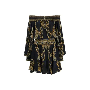 Camilla Masked Moonlight V-neck Silk Dress
