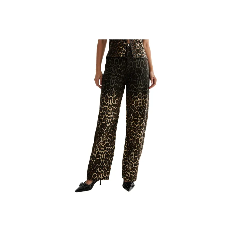 NASTY GAL Ombre Leopard Barrel Leg Jean Jeans Women's Black-0