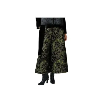 Contour Casual Pants Women's Black/Green Flower