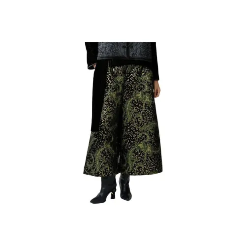 Contour Casual Pants Women's Black/Green Flower