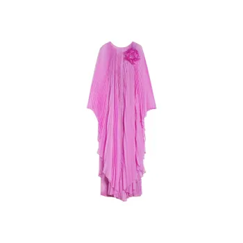 MaxMara Pleated Chiffon Maxi Dress