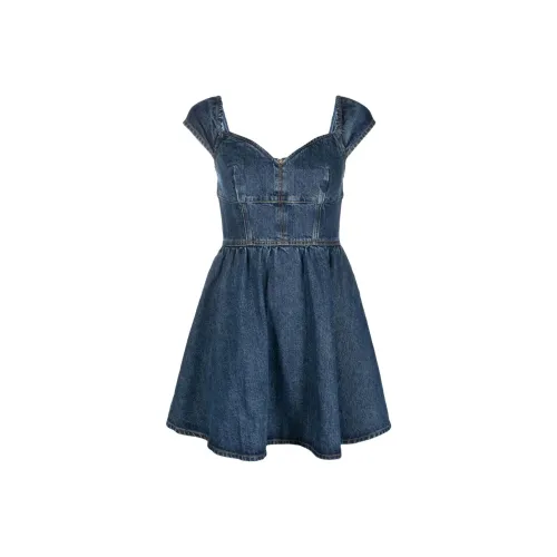 Self-portrait Flared Denim Mini Dress