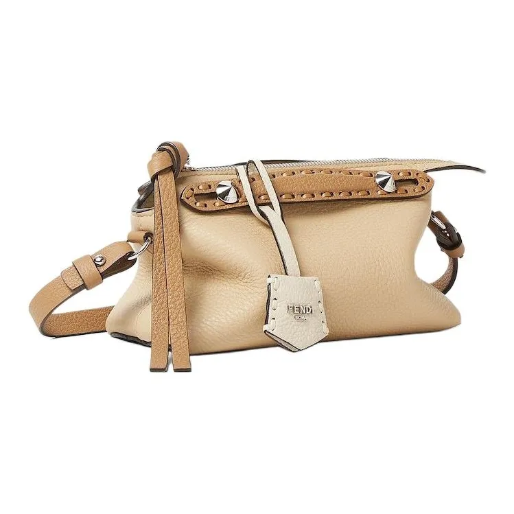 FENDI Selleria Calfskin Shoulder Bag, Crossbody Bag, Handbag Mini Women's Beige-2