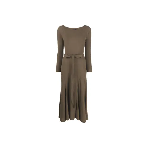 Polo Ralph Lauren SS22 Long Sleeved Dress Women's Brown Green