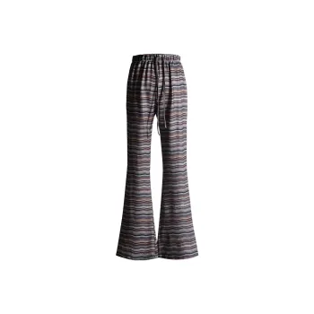 Wen Shan Casual Pants Women's Striped Brown Pants