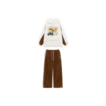 B.Duck Sweatshirt Sets Women's Set Ecru Top+Brown Pants