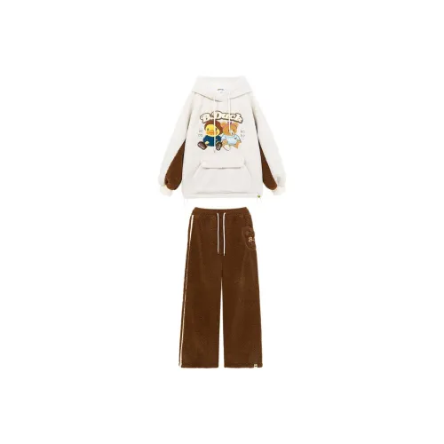 B.Duck Sweatshirt Sets Women's Set Ecru Top+Brown Smiley