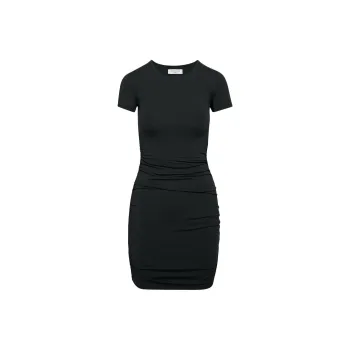 ARITZIA Contour Ruched Mini Dress Short-Sleeved Dresses Women's Black