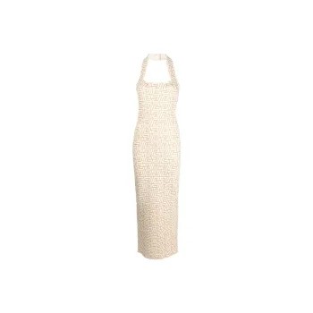 BALMAIN Logo jacquard Halterneck Dress