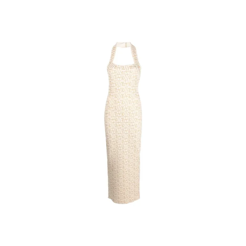BALMAIN Logo jacquard Halterneck Dress-0