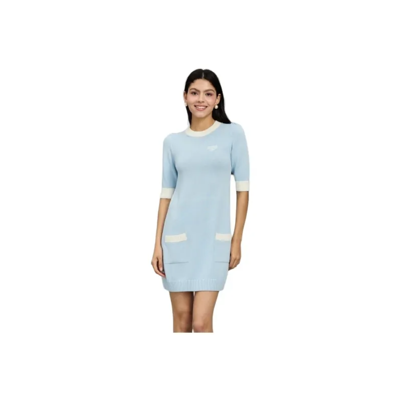 Bebe Short Sleeved Dresses Women's Blue White-0