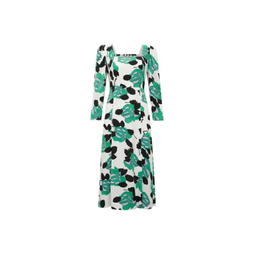 DVF 그린 여성 긴팔 원피스
