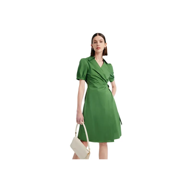 GOELIA Short Sleeved Dress Women's Forest Green-0