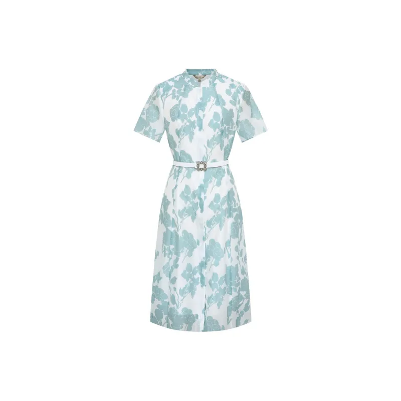 BBLLUUEE Short Sleeved Dress Women's Aqua Blue-0