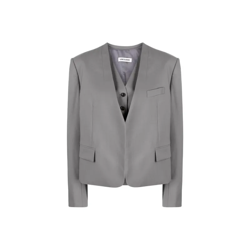 LOW CLASSIC V-neck Wool Vest And Blazer Set-0