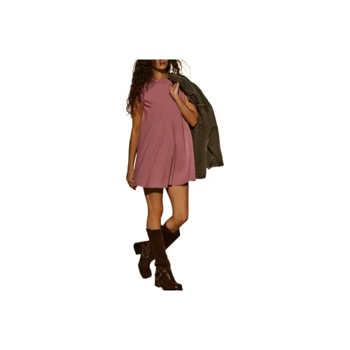 FREE PEOPLE Mandi Mini Short-Sleeved Dresses Women's Mauve Orchid/Purple Orchid