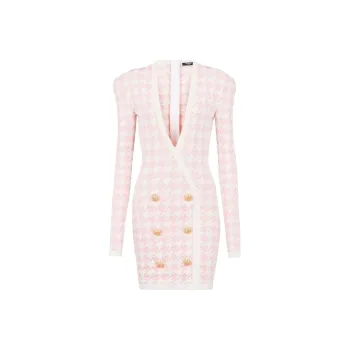 BALMAIN FW22 Long Sleeved Dress Women's Pink