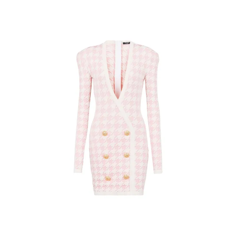 BALMAIN FW22 Long Sleeved Dress Women's Pink-0