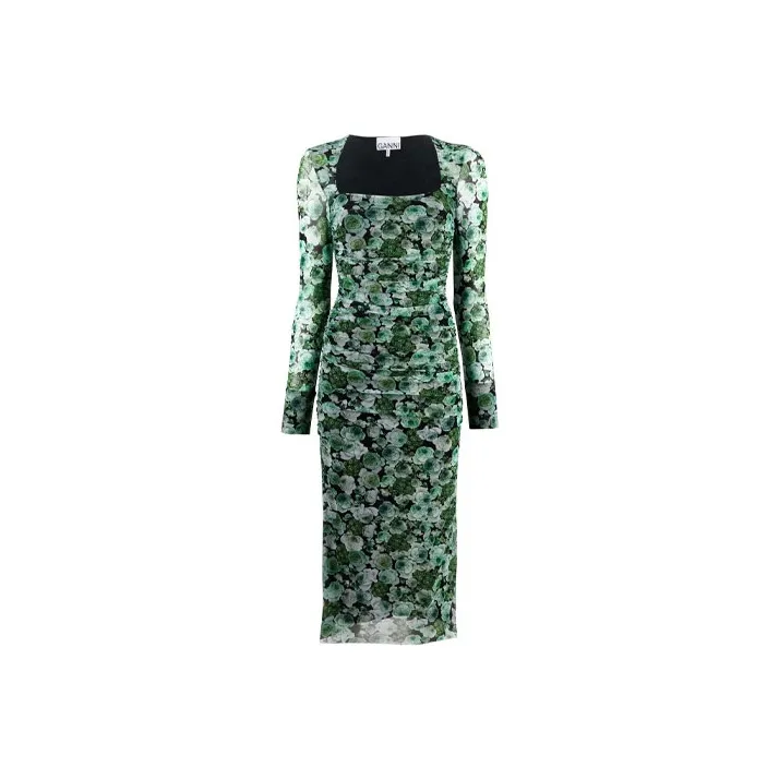 GANNI Long-Sleeved Dresses Women's Green-0