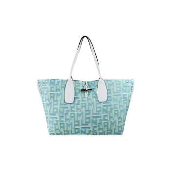 LONGCHAMP Canvas Tote Bag Shopping Bag Handbag Extra Large Women's Blue