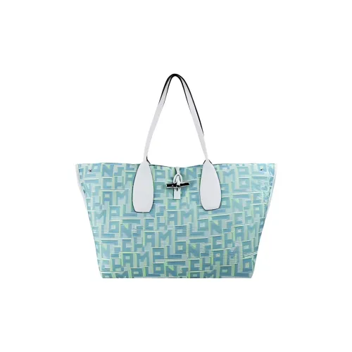 LONGCHAMP Canvas Tote Bag Shopping Bag Handbag Extra Large Women's Blue