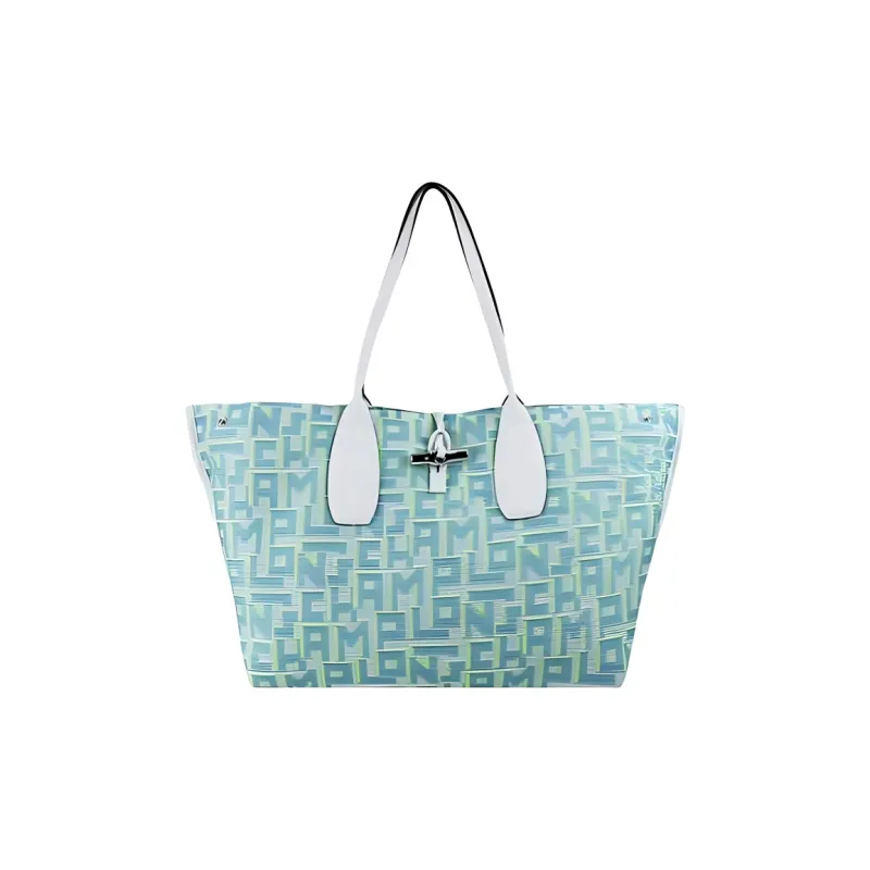 LONGCHAMP Canvas Tote Bag Shopping Bag Handbag Extra Large Women's Blue-0