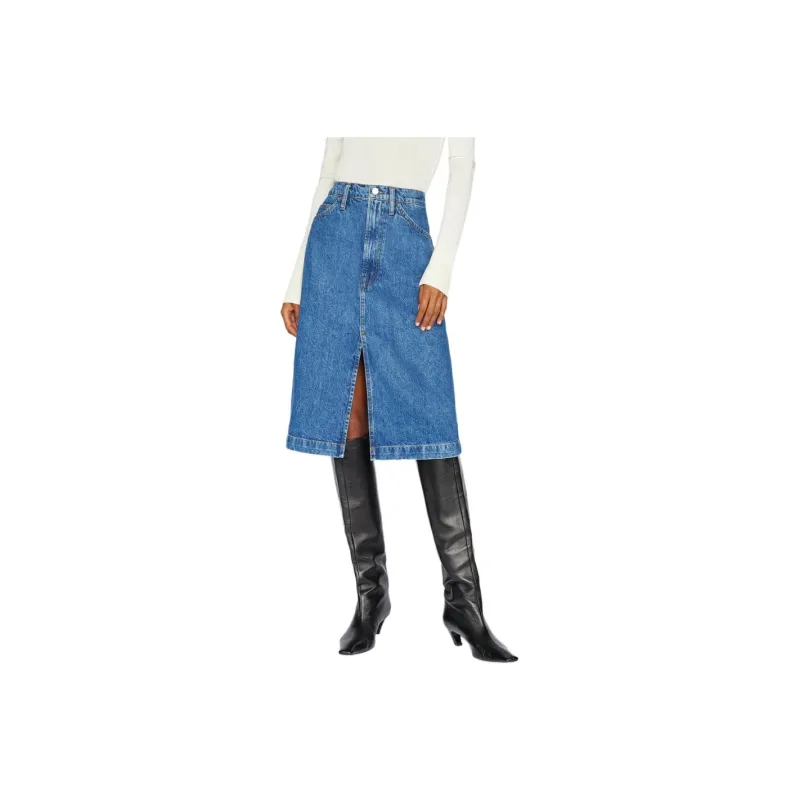 FRAME Denim Long Skirt Women's Blue-0