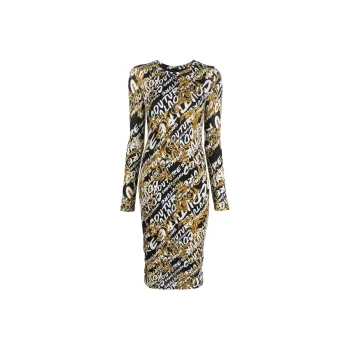 VERSACE Barocco Logo print Midi Dress